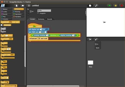 Drag and Drop Coding with Snap4Arduino 1.1-Beta