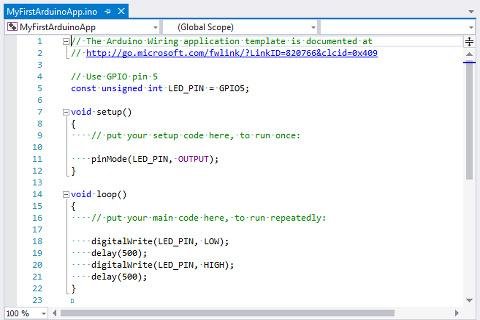 Microsoft's example Arduino code for Windows 10 IoT Core